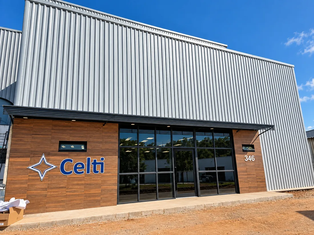 Fachada da fábrica da Celti em Minas Gerais